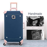 Girls Travel Suitcase Set Leather Luggage Softside Spinner With Silent Wheel 3 Pcs Fairy Blue