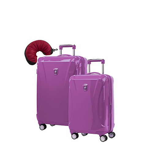 Atlantic Ultra Lite 4 Hardside 21 and 24-Inch Expandable Spinners, Travel Pillow (Bright Violet)