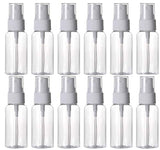 HOSL 1 Ounce Refillable Fine Mist Spray Bottle Perfume Sprayer Bottle Cosmetic Atomizers PET Spray Bottles Pump Pack of 12