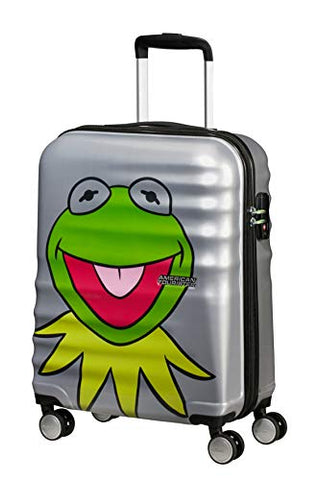 American Tourister Wavebreaker Disney - Muppets Spinner Small Hand Luggage, 55 cm, 36 liters, Grey (Kermit Sparkle)