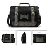 ECOSUSI Women Vintage PU Leather Messenger Shoulder Satchel Bag, Black