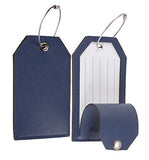 NapaWalli Leather Instrument Baggage Bag Luggage Tags with Privacy Cover 2 Pcs Set (Blue Navy)