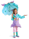 Kidorable Blue Mermaid Umbrella for Girls with Fun Seahorse Handle and Pop-Up Tail
