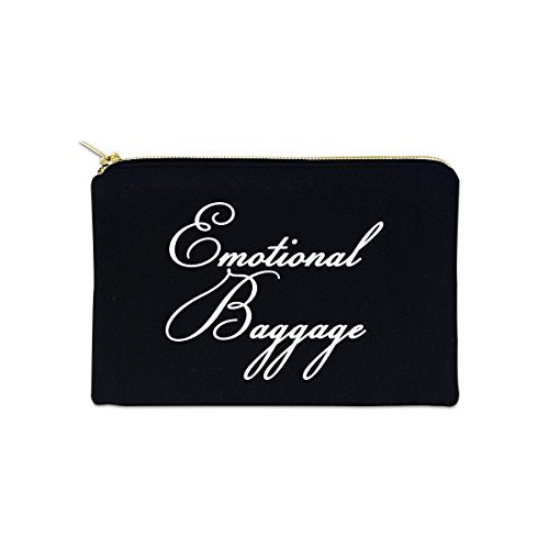 Emotional Baggage 12 oz Cosmetic Makeup Cotton Canvas Bag - (Black Canvas)