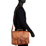 Sharo Leather Bags Leather Messenger And Brief Bag (Brown)
