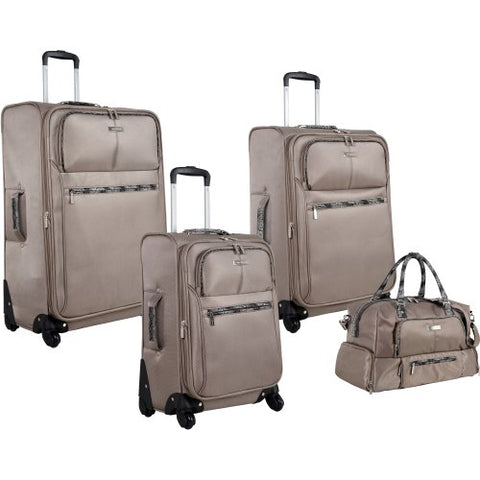 Anne Klein Globetrotter 4 Piece Luggage Set, Khaki, One Size