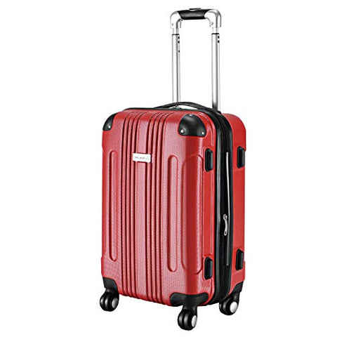 Goplus 20" ABS Carry On Luggage Expandable Hardside Travel Bag Trolley Rolling Suitcase GLOBALWAY (Red)