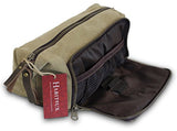 Dopp Kit Mens Toiletry Travel Bag Ykk Zipper Canvas & Leather (Medium, Khaki - 3 Days Shipping)