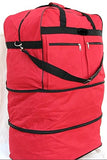40" Red Large Expandable Rolling 6 Wheeled Duffel Bag Spinner Suitcase Luggage