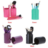 Voberry® Professional Faux Leather Makeup Brushes Holder Cosmetic Brush Container Cylinder Vessel
