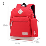 ABage Unisex School Backpack Waterproof Bookbag Travel College Travel Backpacks, Red