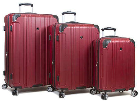 Dejuno Kingsley Abs 3-Piece Hardside Spinner Luggage Set-Burgundy