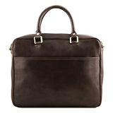 Tuscany Leather Pisa Leather Laptop Briefcase With Front Pocket - Tl141660 (Dark Brown)