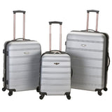 Rockland Luggage Melbourne 3 Piece Abs Luggage Set, Silver, Medium