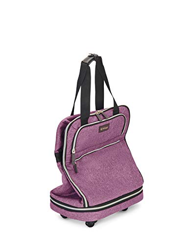 Biaggi Luggage Zipsak Boost Pro Foldable Spinner Carry On, Expands to Check-in Luggage, Purple