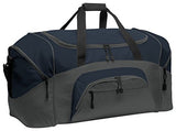 Port & Company Color Block Sport Zipper Duffel Bag_Navy/Dark Charcoal_Osfa