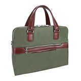 McKlein, N Series, Hartford, Nano Tech-Light Nylon with Leather Trim, Nylon Dual Compartment Briefcase, Green (18581)
