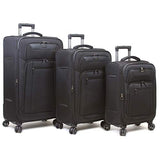 Dejuno Executive 3-Piece Spinner Luggage Set With USB Port, Black
