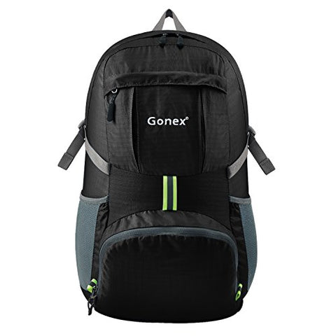 Gonex 35L Lightweight Packable Backpack Handy Foldable Shoulder Bag Daypack (Black)
