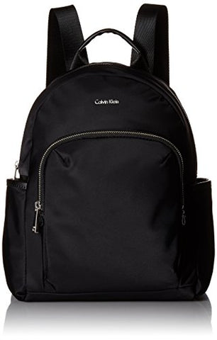 Calvin Klein Tanya Nylon Backpack, Black/Silver, One Size