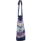 Eastsport Mesh Tote Beach Bag, Indigo/Printed Stripe Mesh