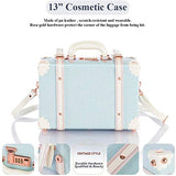 COTRUNKAGE 24 Inch Large Vintage Luggage Set 2 Pieces Rolling Suitcases for Women (13" & 24", Sky Blue)