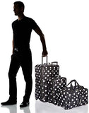 Rockland Luggage 3 Piece Printed Luggage Set, Black Dot, Medium