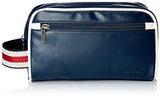 Ben Sherman Regent's Park Faux Leather Single Compartment Top Zip Travel Kit, Navy/White