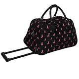World Traveler 21-Inch Carry-On Rolling Duffel Bag, Pink Ribbon