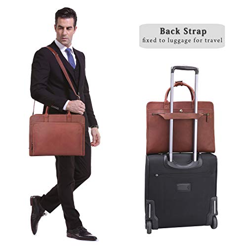 Banuce Women's Leather Briefcase - Full Grain Italian Leather, 14" Laptop Bag, Professional Work & Travel Bag