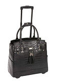 JKM and Company Timeless Black Alligator Crocodile Rolling Compatible with Computer iPad Tablet or Laptop Tote Carryall Bag (15.6" inch)