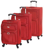 Mancini Leather Goods FeatherLite 3 Piece Expandable Spinner Luggage Set (Red)