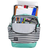 Eastsport Everyday Classic Backpack with Interior Tech Sleeve, Turquoise/Dots/Stripe print