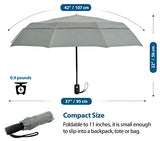 EEZ-Y Compact Travel Umbrella w/Windproof Double Canopy Construction - Auto Open/Close Button
