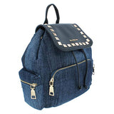Bebe Womens Donna Denim Faux Leather Trim Backpack Blue O/S
