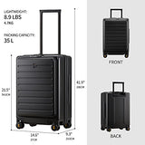 LEVEL8 Carry On Luggage, Road Runner 20-Inch Hardside Suitcase, Spinner Luggage with Front Pocket, Double TSA Locks - Black