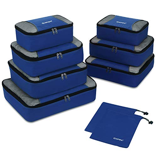 Gonex Rip-Stop Nylon Travel Organizers Packing Bags Deep Blue