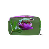 Toiletry Bag Mr Frog Animals Reptiles Bud Flower Womens Beauty Makeup Case Brush Cosmetic Organizer