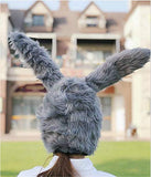 BOBILIKE Plush Fun Bunny Ears Hood Women Costume Hats Warm, Soft and Cozy, Grey2