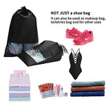 Shoe bags for Travel Storage Dust-Proof Drawstring with Window 18 pcs (Black)