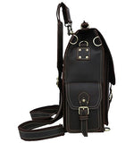 Polare Men'S Vintage Full Grain Leather Satchel Backpack Shoulder Bag Messenger Bag