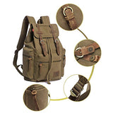 Vintage Travel Canvas Leather Backpack,Laptop Backpacks Rucksack,Shoulder Camping Hiking