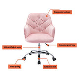 HomVent Modern Upholstered Swivel Chair, Velvet Accent Chairs, Velvet Desk Chair Leisure Arm Chair Adjustable Swivel Task Stool with Acrylic Diamond Button Decoration for Living Room/Office (Pink)