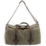 S-Zone Waterproof Waxed Canvas Leather Trim Travel Tote Duffel Handbag Weekend Bag