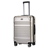 Expandable Luggage Set Lightweight Suitcase with TSA Locks Spinner Wheels ABS+PC Premium Hardshell,BURGUNDY, 3 pcs set(20'24'28') (Champagne)