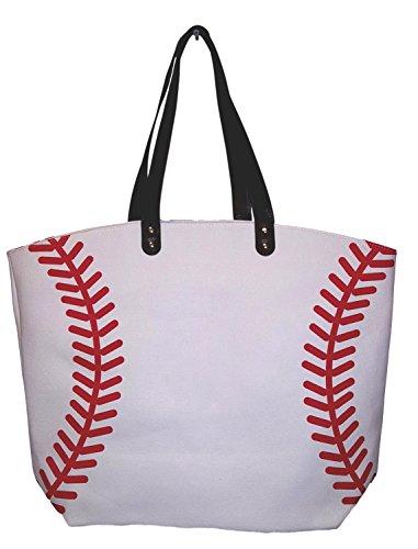 X-Large 22 in Wide Baseball Design Beach Bag Tote - Personalization Available (Baseball - Blank)