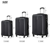 Flieks 3 Piece Luggage Set Spinner Suitcase - TSA Approved - High/Low Temperature Resistance - 20/24/28in (Black)