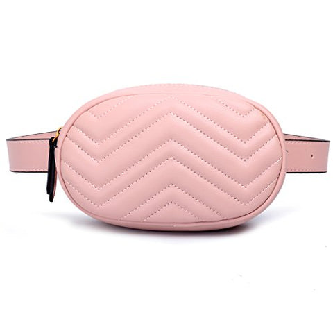 Women Belt Bag Black Waist Belt Bag Fanny Pack Red With Chevron Pattern Dusty Pink