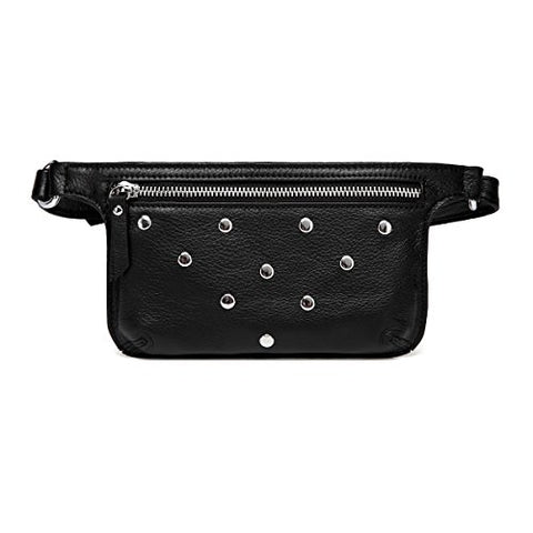 Vicenzo Leather Jacey Studded Leather Waistbag (Black)