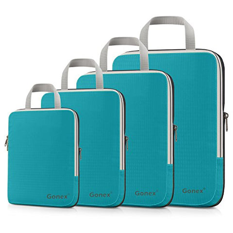 Gonex Compression Packing Cubes Set, Expandable Packing Organizers 4pcs (Blue)